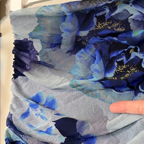 FUZZI Strapless Bandeau Blue Floral Mesh Jumpsuit in Blue Size SMALL - Picture 10 of 10
